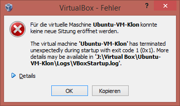 VirtualBox Fehler