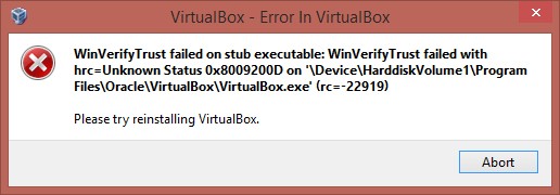 VirtualBox Error